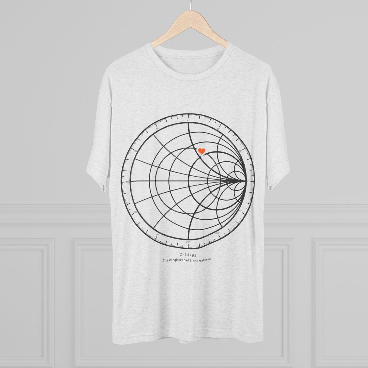 I Have Complex Feelings Tee, Smith chart graphic on heather white