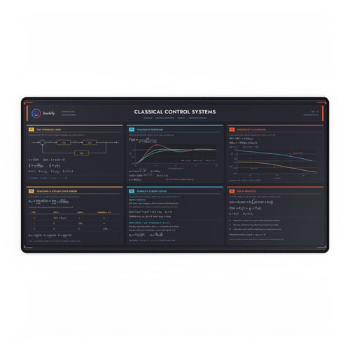 Classical Control Systems desk mat, dark with Beckify logo