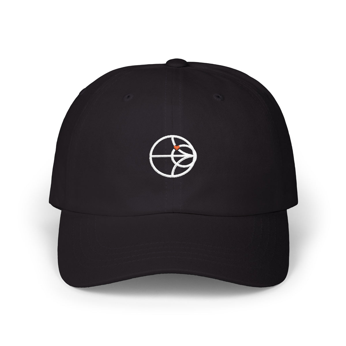 I Have Complex Feelings dad cap, black, front view with full Smith chart embroidery