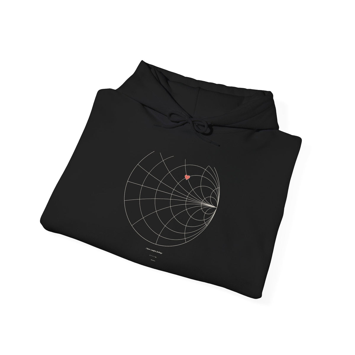 Black hoodie folded, Smith chart print