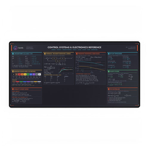 Control Systems & Electronics Reference desk mat, dark with Beckify logo