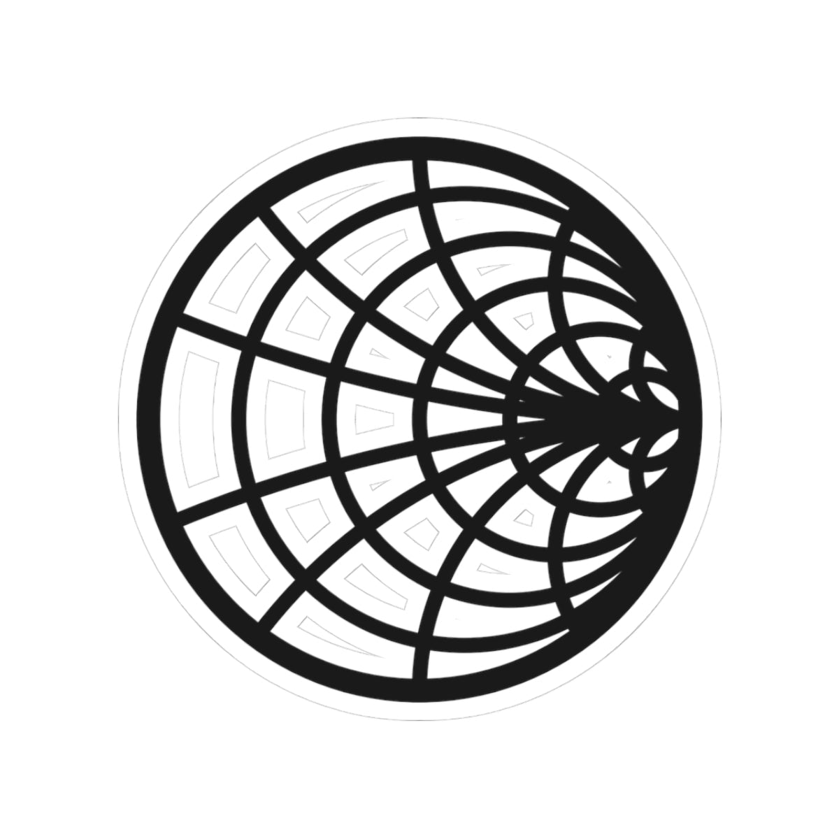 Black and white Smith chart round sticker